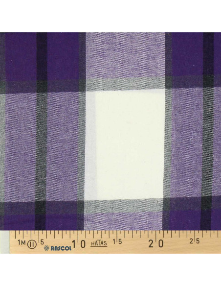 Tessuto flanella tartan scozzese - Viola e écru