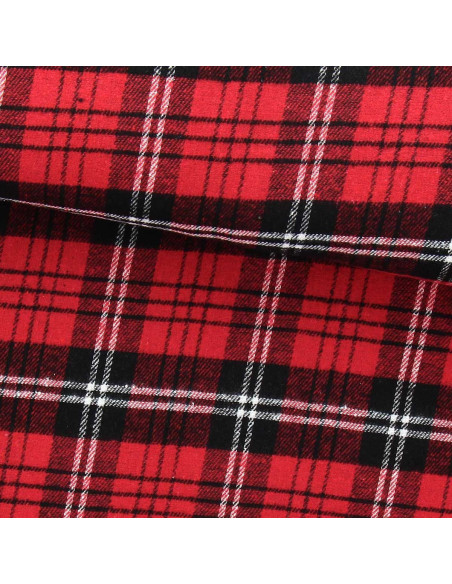 Tessuto flanella tartan scozzese - Rosso, nero e bianco