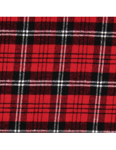 Tessuto flanella tartan scozzese - Rosso, nero e bianco 2