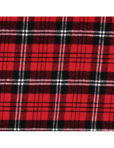 Tessuto flanella tartan scozzese - Rosso, nero e bianco