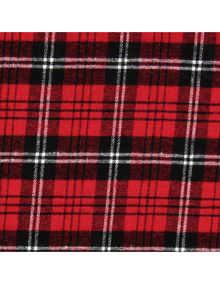 Tessuto flanella tartan scozzese - Rosso, nero e bianco