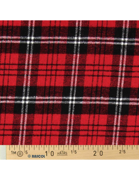 Tessuto flanella tartan scozzese - Rosso, nero e bianco