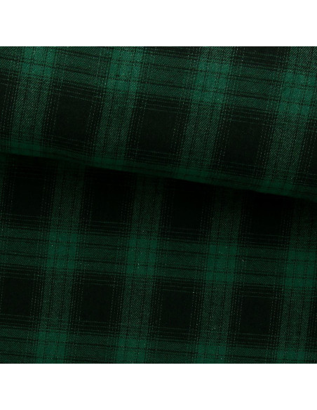 Tessuto flanella tartan scozzese - Verde e nero
