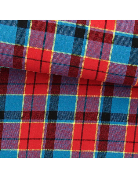 Tessuto flanella tartan scozzese - Rosso, blu e giallo