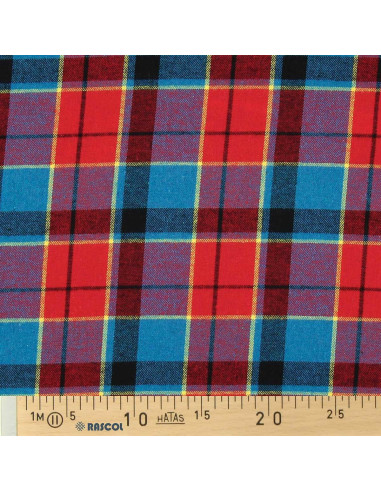 Tessuto flanella tartan scozzese - Rosso, blu e giallo
