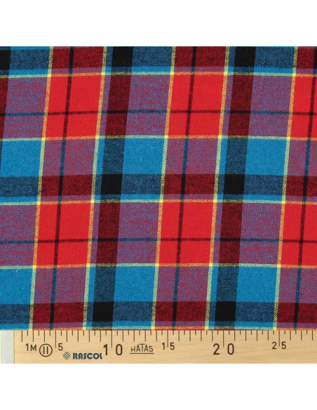 Tessuto flanella tartan scozzese - Rosso, blu e giallo