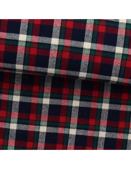 Tessuto flanella tartan scozzese - Rosso, blu e verde