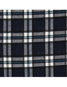 Tessuto flanella tartan scozzese - Blu marino e nero 2