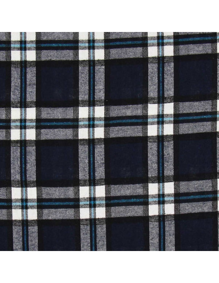 Tessuto flanella tartan scozzese - Blu marino e nero