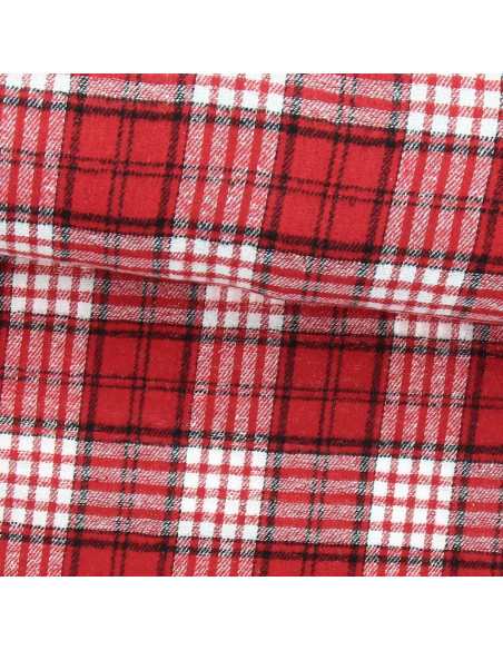 Tessuto flanella tartan scozzese - Rosso e bianco
