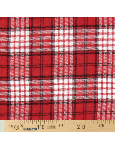 Tessuto flanella tartan scozzese - Rosso e bianco