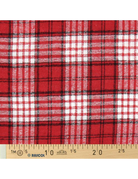 Tessuto flanella tartan scozzese - Rosso e bianco