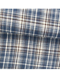 Tessuto flanella tartan scozzese - Blu, bianco e nero