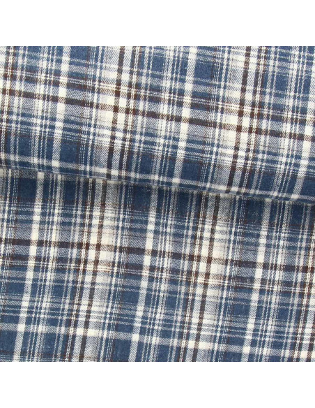 Tessuto flanella tartan scozzese - Blu, bianco e nero
