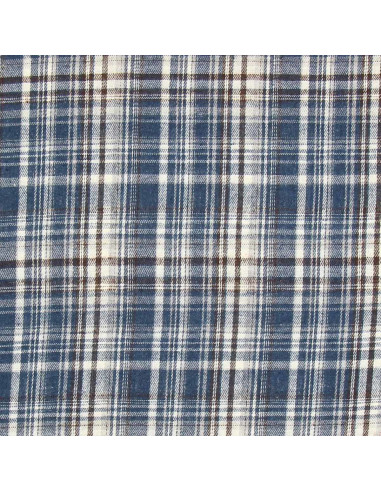 Tessuto flanella tartan scozzese - Blu, bianco e nero