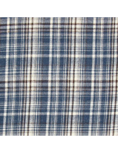 Tessuto flanella tartan scozzese - Blu, bianco e nero