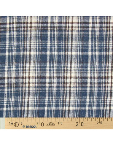 Tessuto flanella tartan scozzese - Blu, bianco e nero