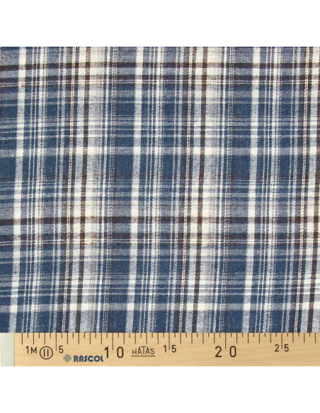 Tessuto flanella tartan scozzese - Blu, bianco e nero