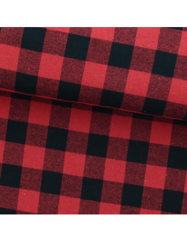 Tessuto flanella tartan scozzese - Rosso e nero