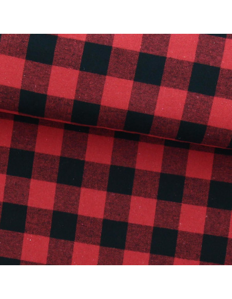 Tessuto flanella tartan scozzese - Rosso e nero