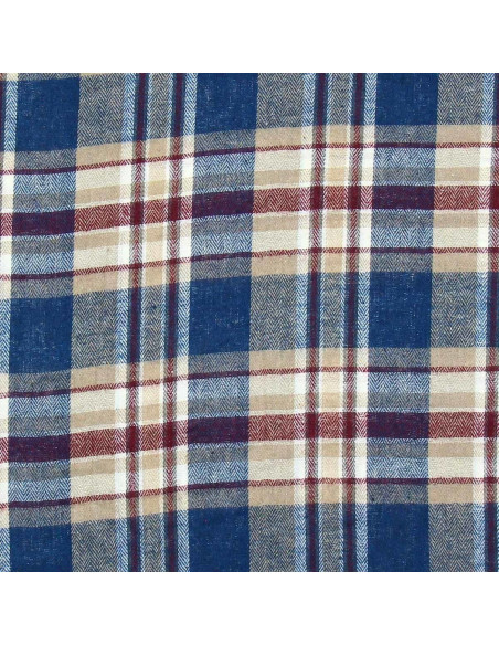 Tessuto flanella tartan scozzese - Blu, beige e rosso