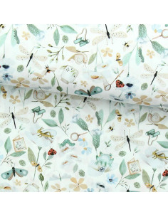 Tessuto popeline di cotone - Nato bianco e verde