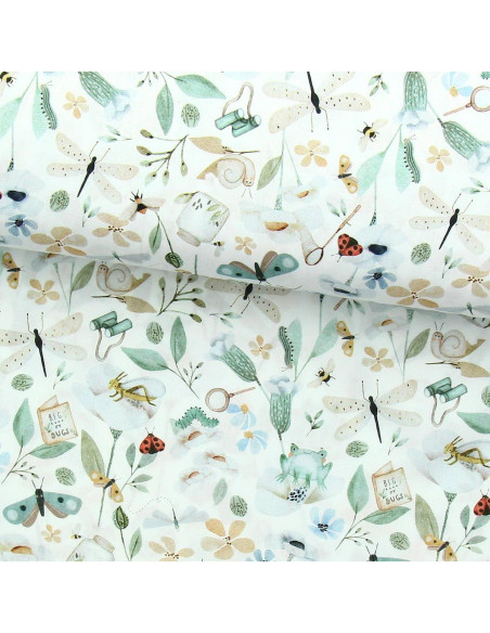 Tessuto popeline di cotone - Nato bianco e verde