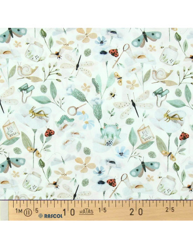 Tessuto popeline di cotone - Nato bianco e verde