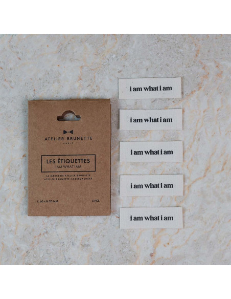 Set di 5 etichette tessute da cucire - I am what i am