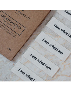Set di 5 etichette tessute da cucire - I am what i am 2