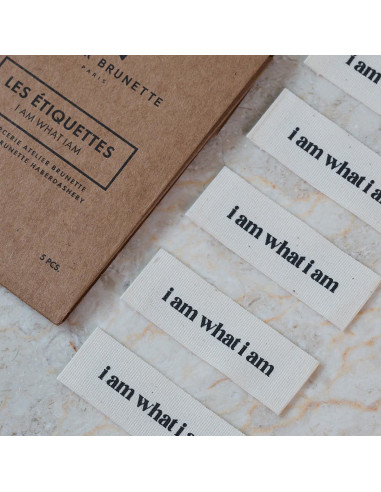 Set di 5 etichette tessute da cucire - I am what i am