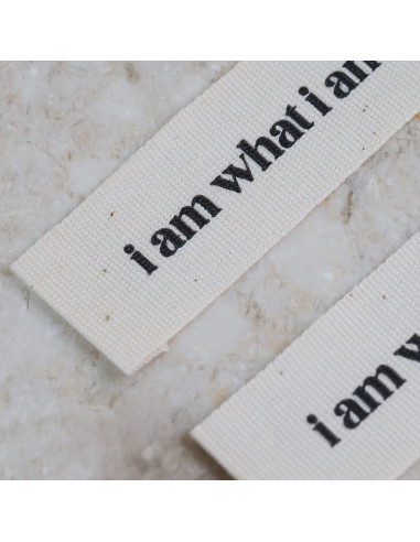Set di 5 etichette tessute da cucire - I am what i am