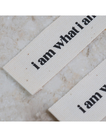 Set di 5 etichette tessute da cucire - I am what i am