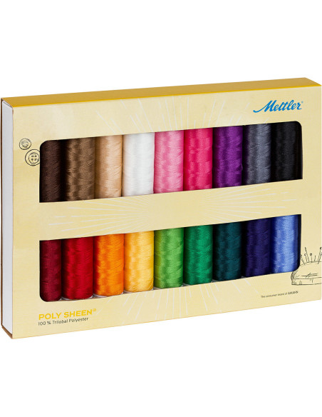Set di 18 fili da ricamo Mettler Polysheen 200m