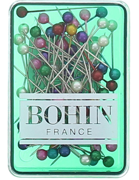 Scatola di 70 spilli extra-fini con testa perlata Bohin