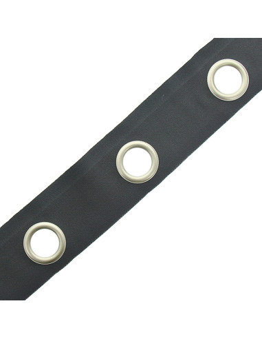 Fascia con occhielli argento opaco - Grigio scuro