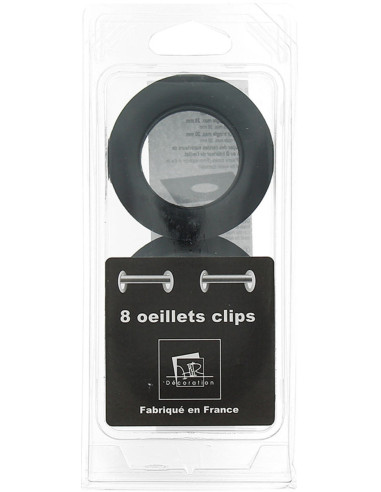 Confezione da 8 occhielli per tende Ø44 mm - Opachi - Nero
