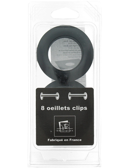 Confezione da 8 occhielli per tende Ø44 mm - Opachi - Nero