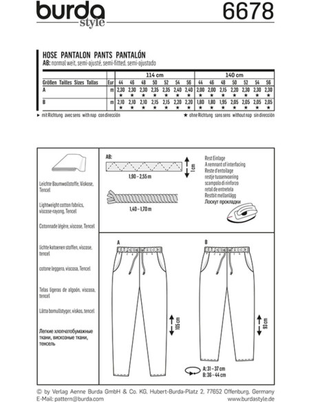 Modello di pantaloni - Burda 6678