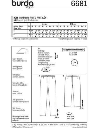 Modello di pantaloni - Burda 6681