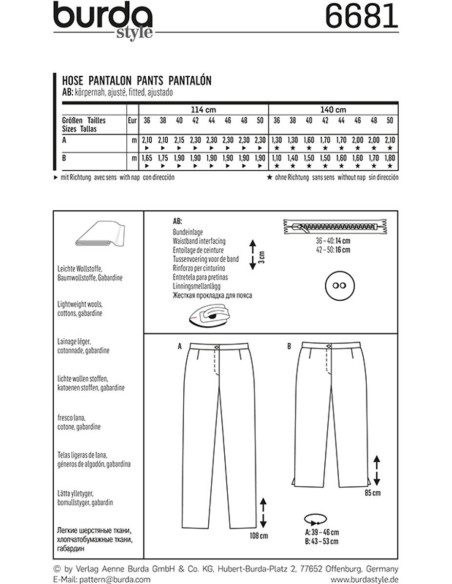 Modello di pantaloni - Burda 6681