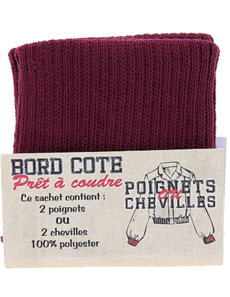 Confezione da 2 polsini a coste - Bordeaux