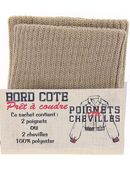 Confezione di 2 polsini a coste - Beige