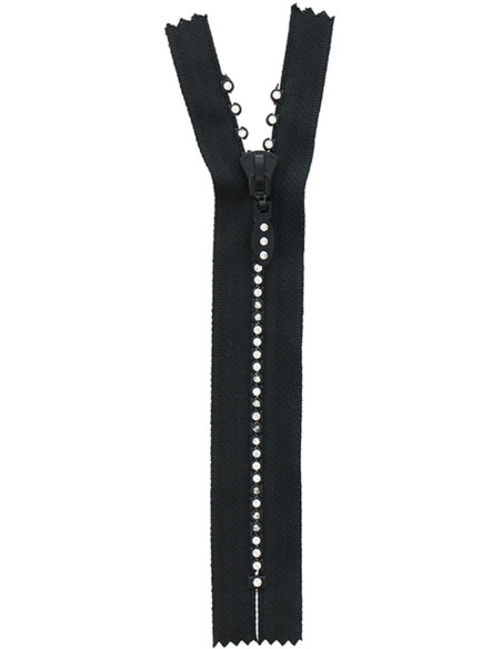 Cerniera non separabile - Strass nero