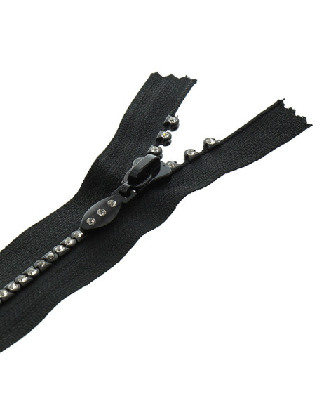 Cerniera non separabile - Strass nero