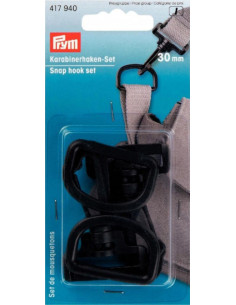 Set di moschettoni in plastica 30 mm nero