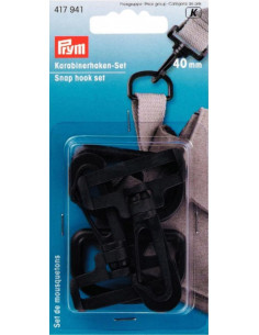 Set di moschettoni in plastica 40 mm nero