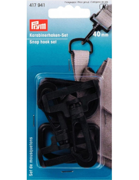 Set di moschettoni in plastica 40 mm nero