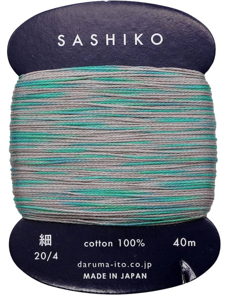 Fil sashiko Daruma Kasuri multicolore 2 couleurs 40 m