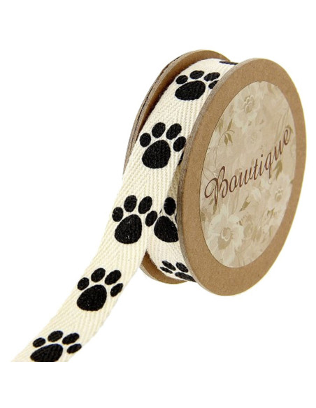 Nastro di cotone con impronte di animali - 15 mm x 5 m
